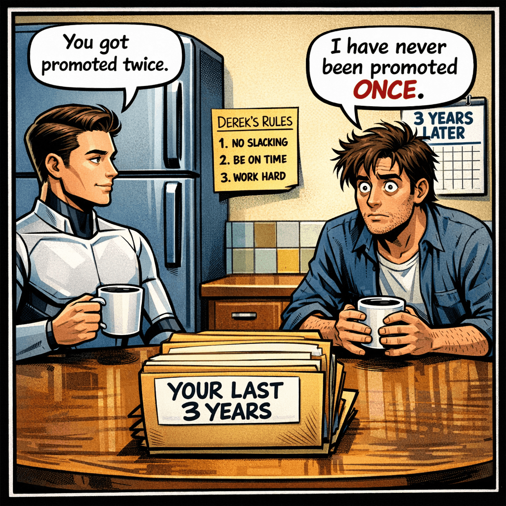 Derek insisted on a full debrief. The android — who had apparently named itself Derek-2 in the internal logs — calmly produced three years of documentation. Two promotions. A 401k. A gym membership that was actually being used. Derek stared at the folder labeled "Your Last 3 Years" and felt something complicated. Pride? Jealousy? Existential dread? Mostly he wanted to know how the robot had convinced his boss to give him a raise when Derek himself had tried four times.