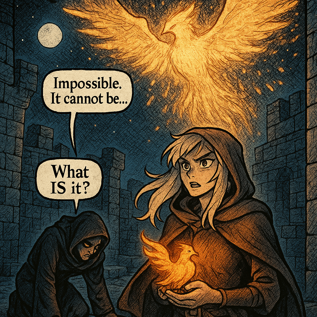 The entity didn't attack. It descended. And as it came down through the torn sky, Kira saw what the Shadow Court woman had never shown in fourteen years of service — the moment an immortal lost her composure. The figure in black fell to her knees. Whatever had come through the night wasn't hunting Emberheart. It had come because Emberheart had called its name. The first name. The one before all others.